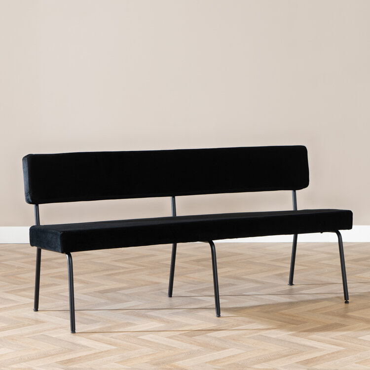 Velvet eetkamerbank Espen zwart 160 cm