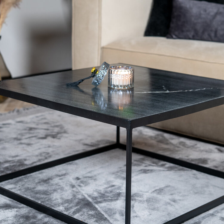 Salontafel marmer Rico 70 x 70 cm zwart