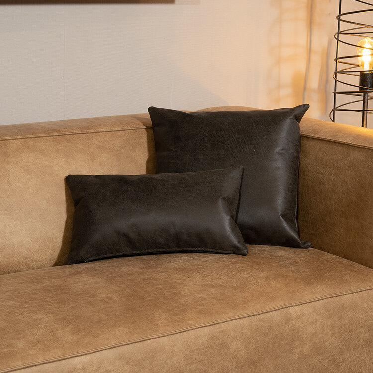 Sierkussen Kyla eco-leer antraciet 45 x 45 cm