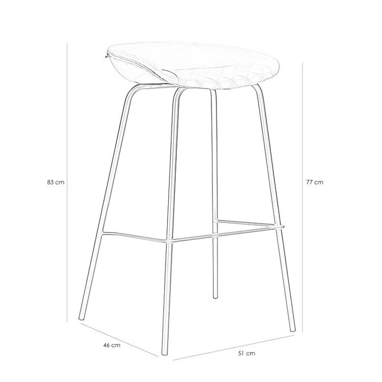 Industriële barkruk Minimal cognac/zwart PU leer 77 cm