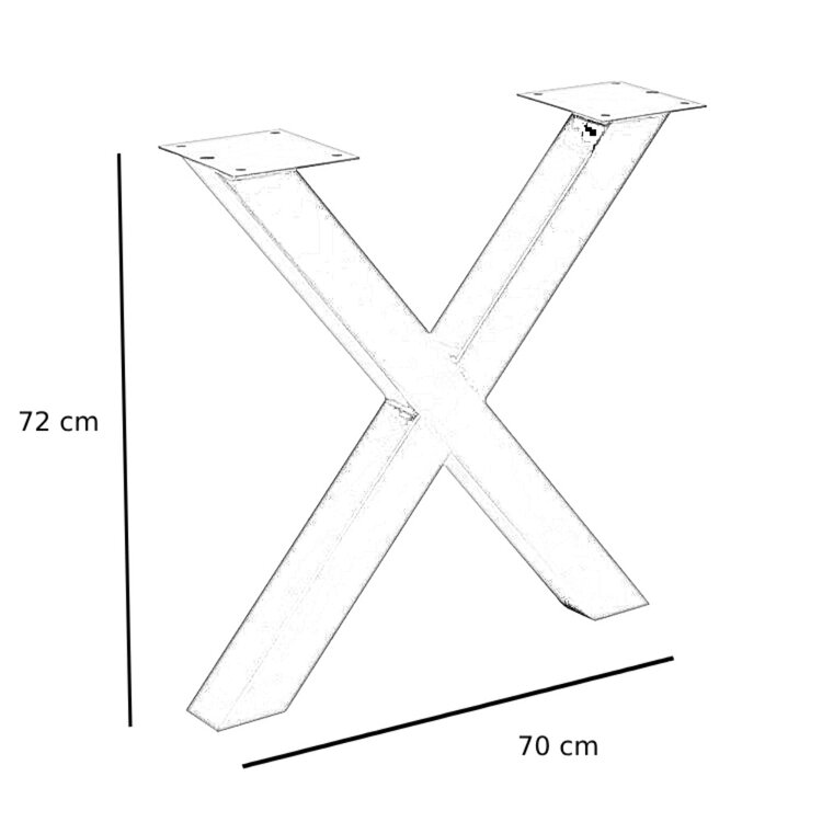 Tafelonderstel X-Frame metaal zwart (set van 2)