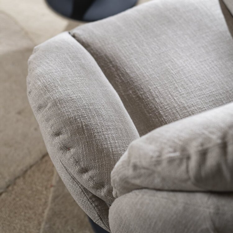 Draaifauteuil met hocker Isobel linnen taupe