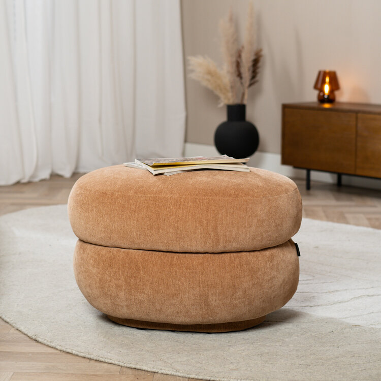 Hocker Mia ovaal chenille terracotta