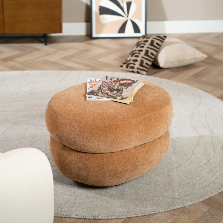 Hocker Mia ovaal chenille terracotta