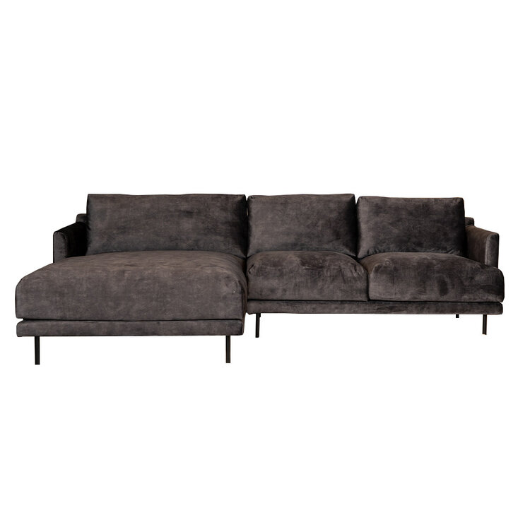 Velvet hoekbank Denver antraciet links