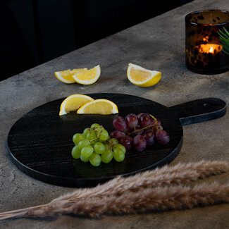 Marmeren serveerplank rond Lilou 30 cm zwart