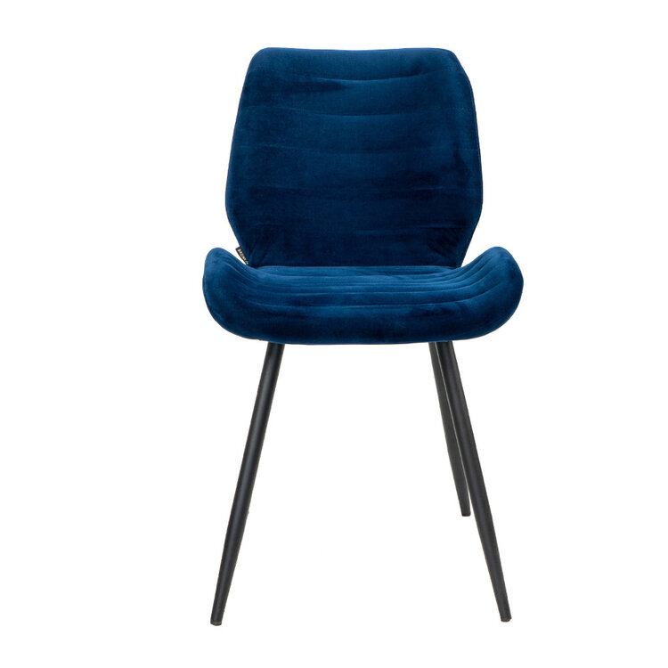 Velvet eetkamerstoel Toby donkerblauw