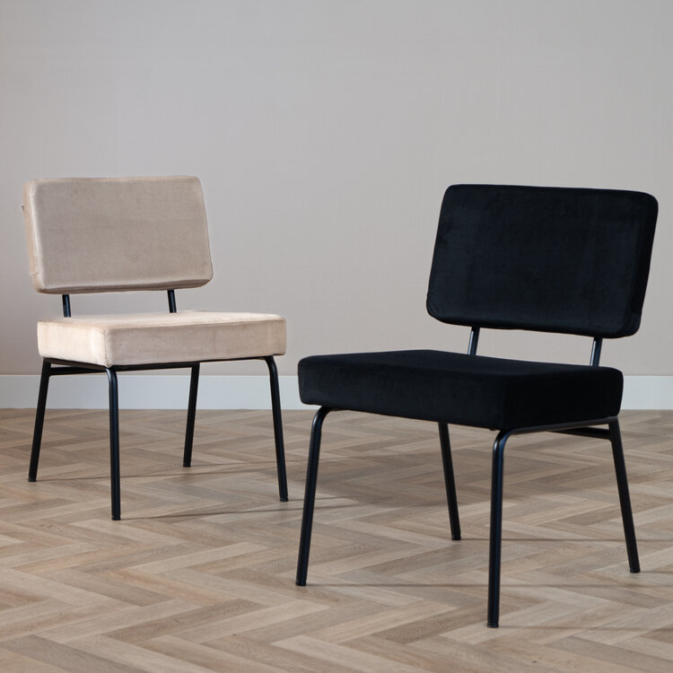 Velvet eetkamerstoel Espen zwart