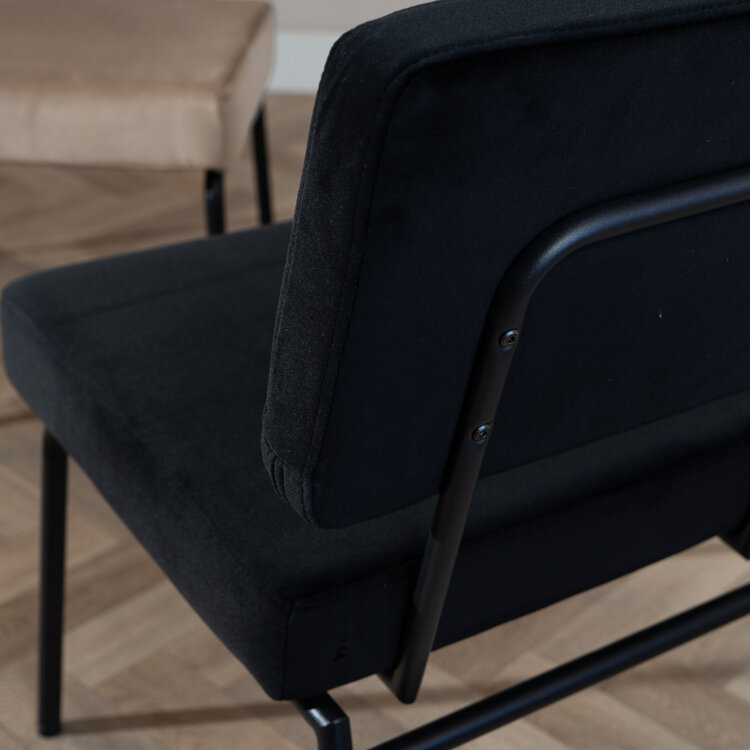 Velvet eetkamerstoel Espen zwart