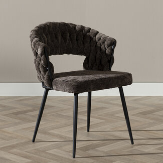 Eetkamerstoel Braid chenille bruin