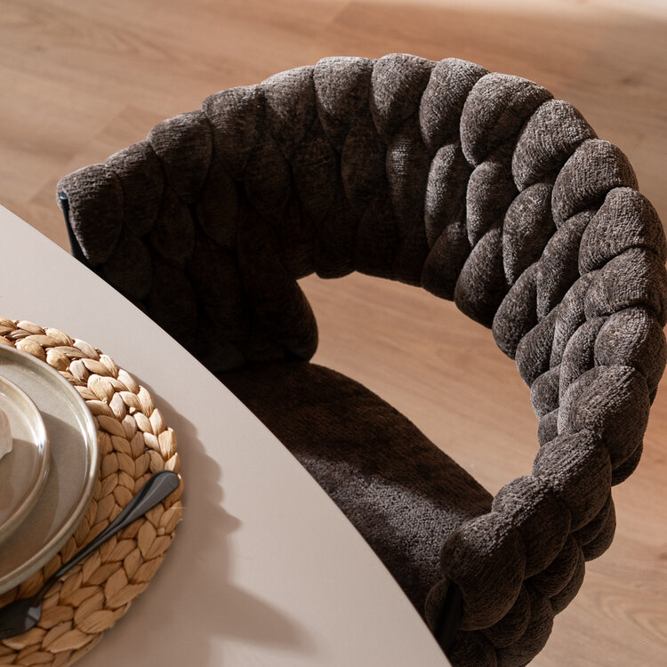 Eetkamerstoel Braid chenille bruin