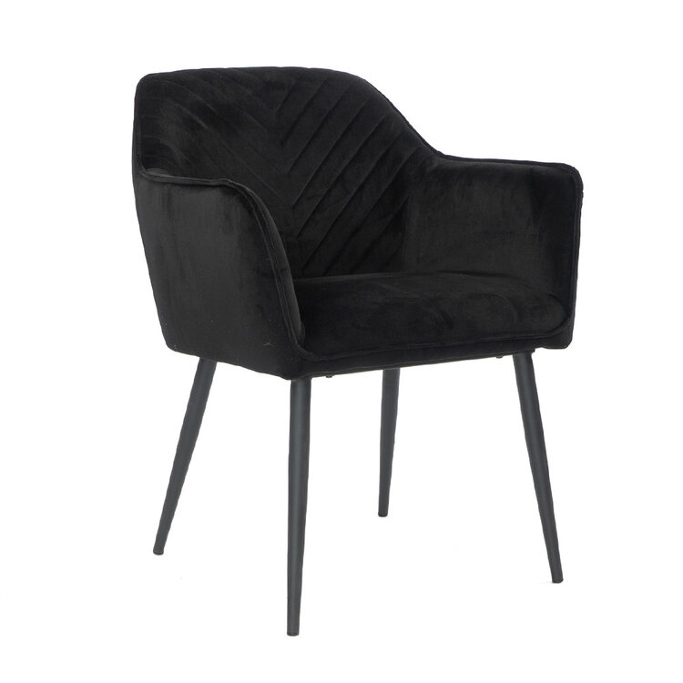Velvet eetkamerstoel Fiona  zwart