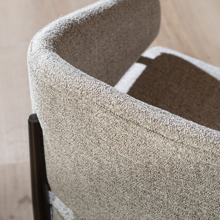 Eetkamerstoel Bret gemêleerde stof off white/bruin