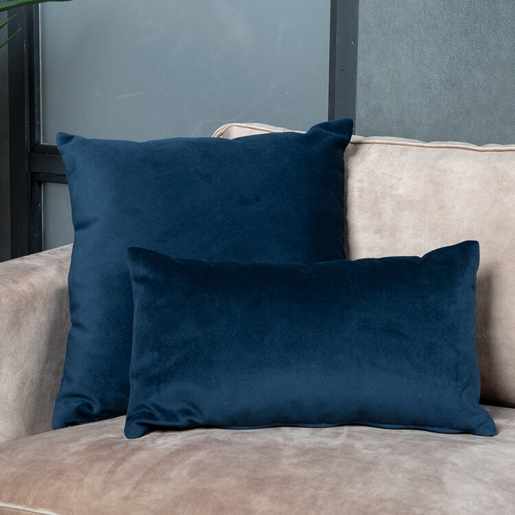 Sierkussen Anna velvet donkerblauw 45 x 45 cm