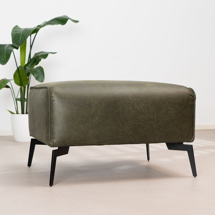 Industriële hocker Vegas eco-leer olijfgroen