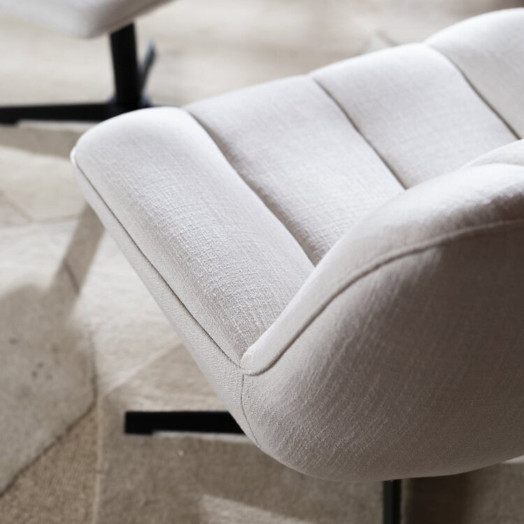 Draaifauteuil met hocker Santa linnen off white