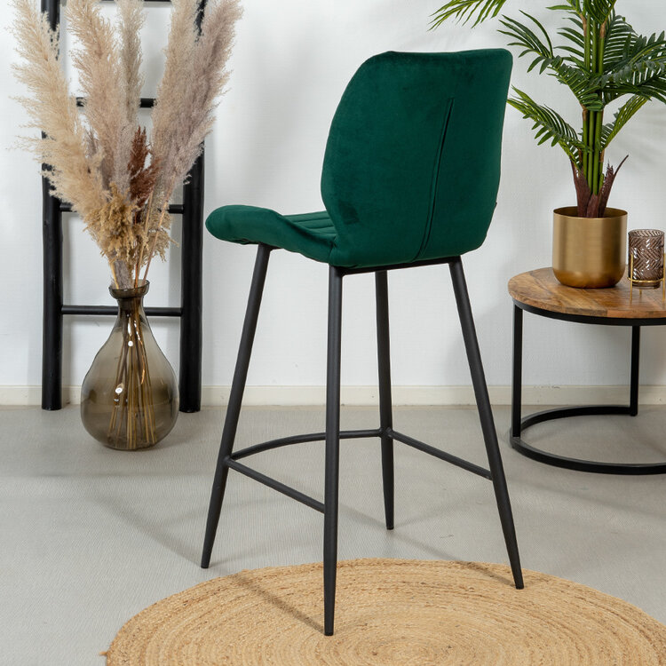 Velvet barkruk Toby donkergroen 71 cm