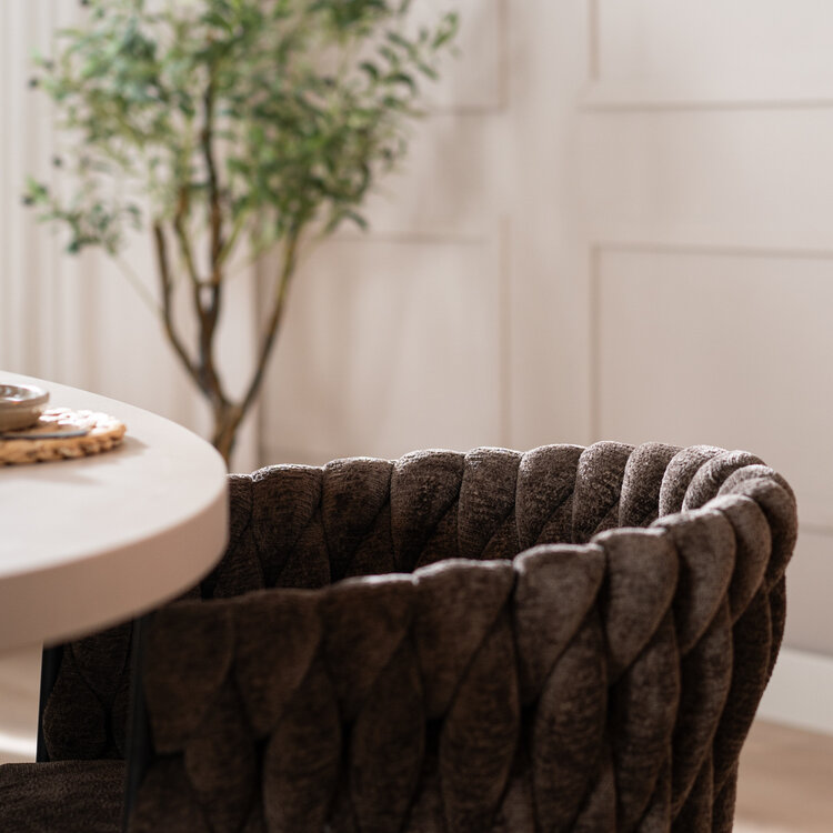 Eetkamerstoel River chenille bruin