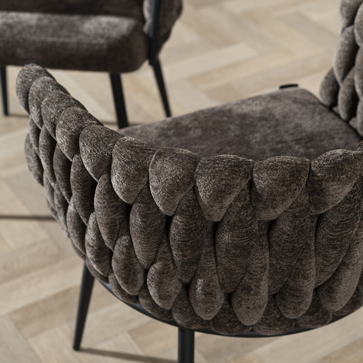 Eetkamerstoel River chenille bruin