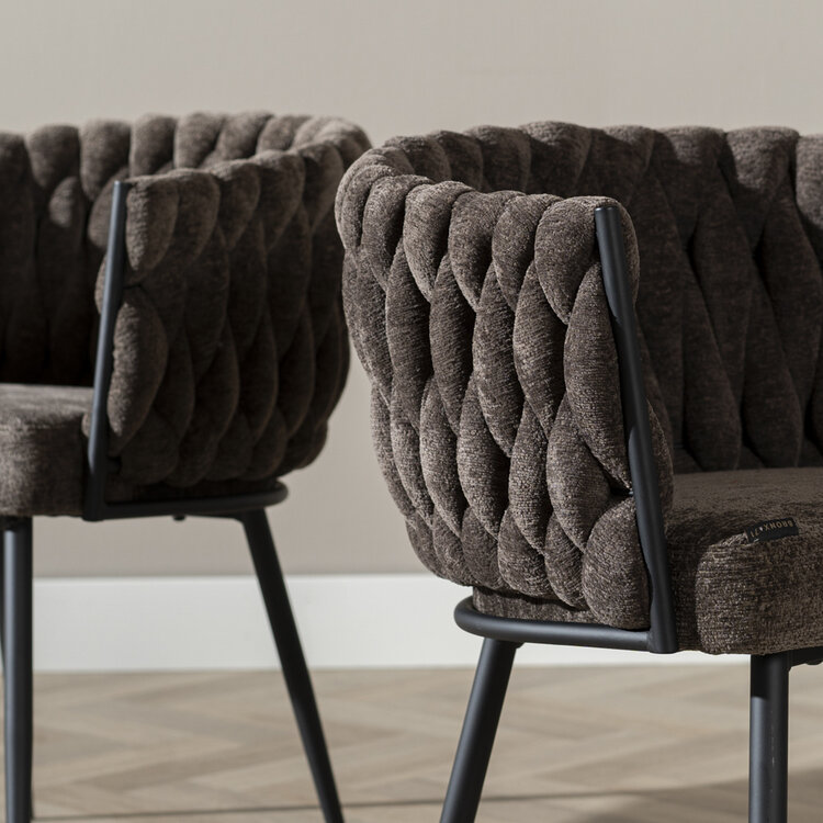 Eetkamerstoel River chenille bruin