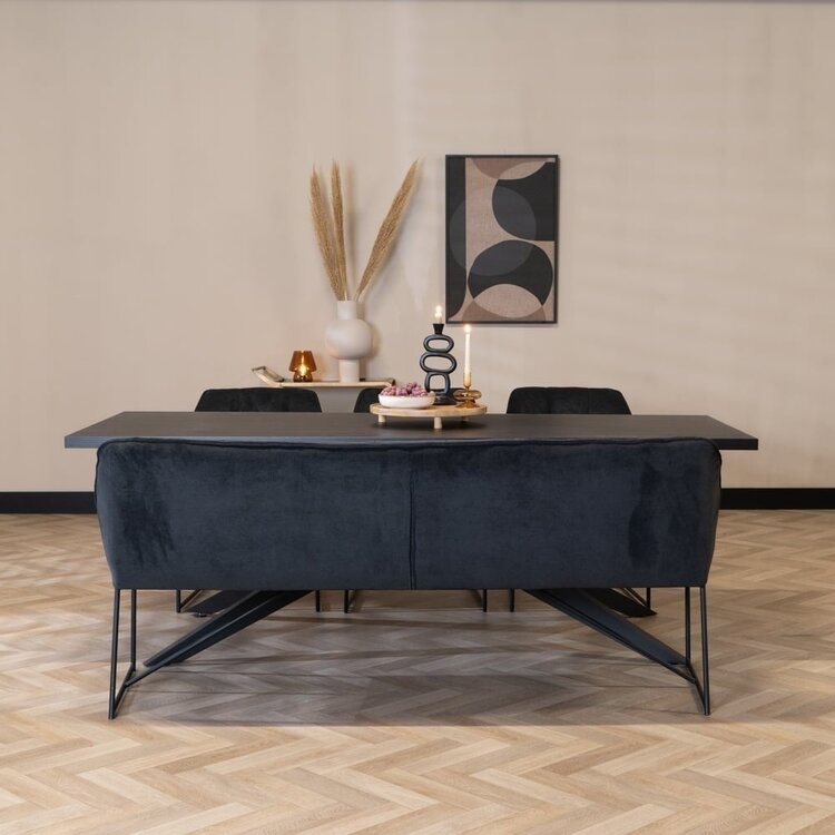 Scandinavische eetkamerbank Jelle zwart 155 cm