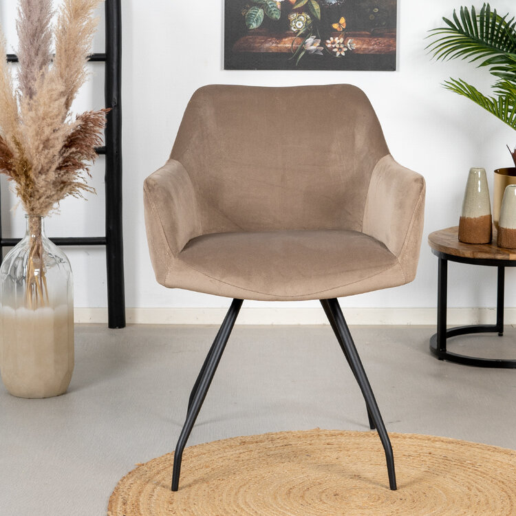 Velvet eetkamerstoel Nelly taupe