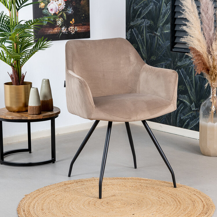 Velvet eetkamerstoel Nelly taupe
