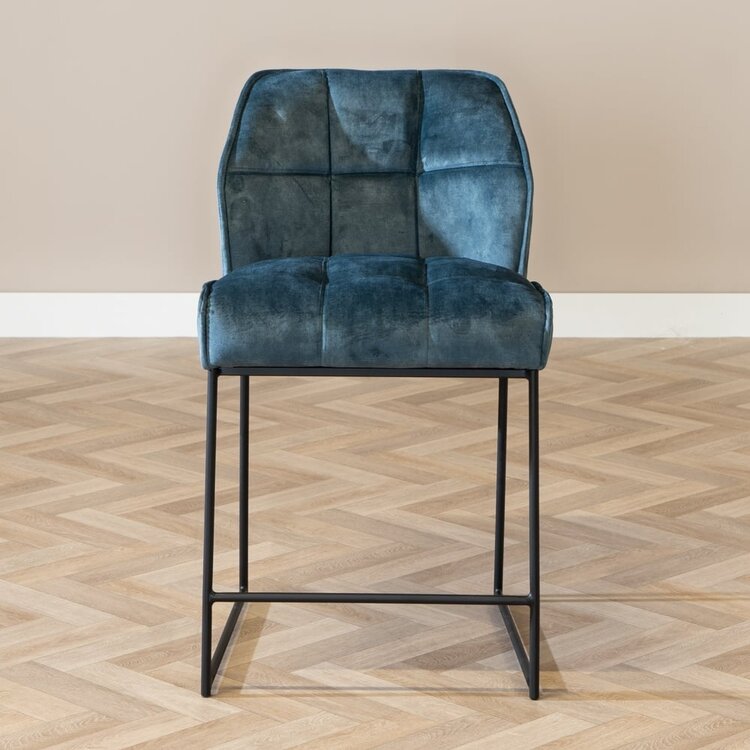 Velvet barkruk Janna blauw 70 cm