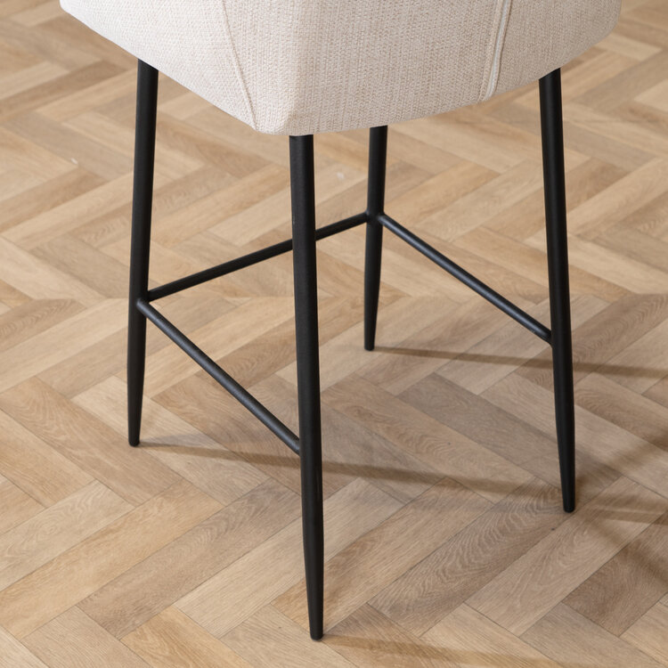 Scandinavische barkruk Niklas gerecyclede stof beige 78 cm