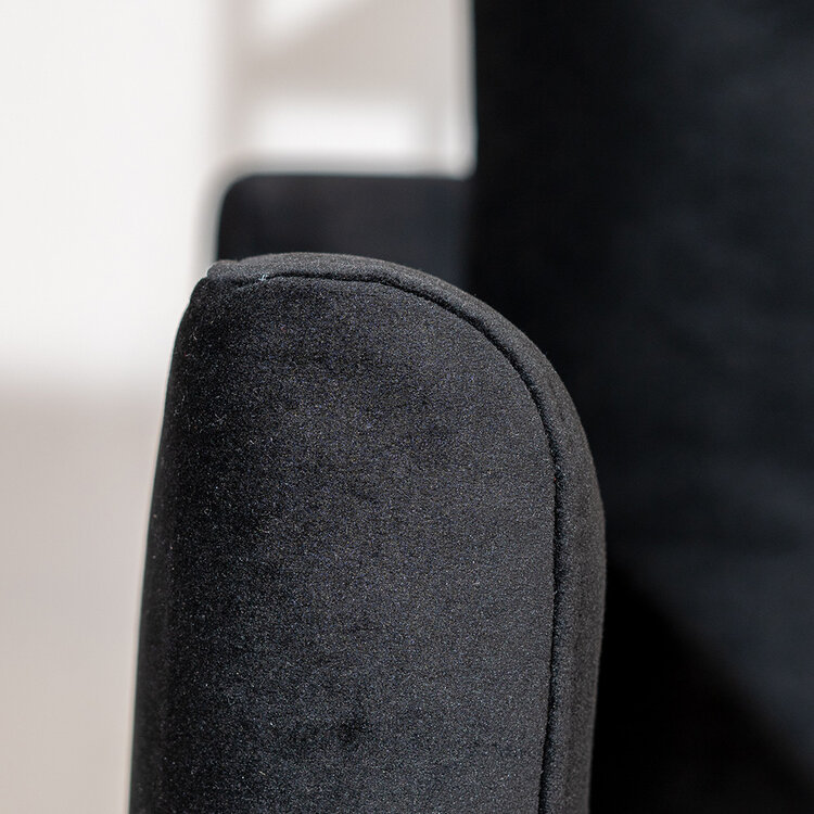 Velvet hoekbank Denver zwart rechts