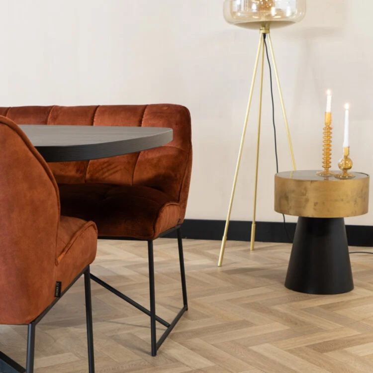 Velvet eetkamerbank Janna koper 220 cm