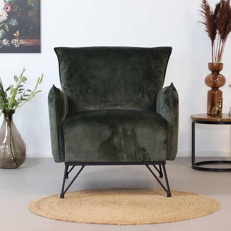 Velvet fauteuil Mika groen