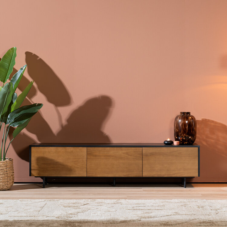 Tv-meubel Thomas zwart/rustiek eiken 180 cm