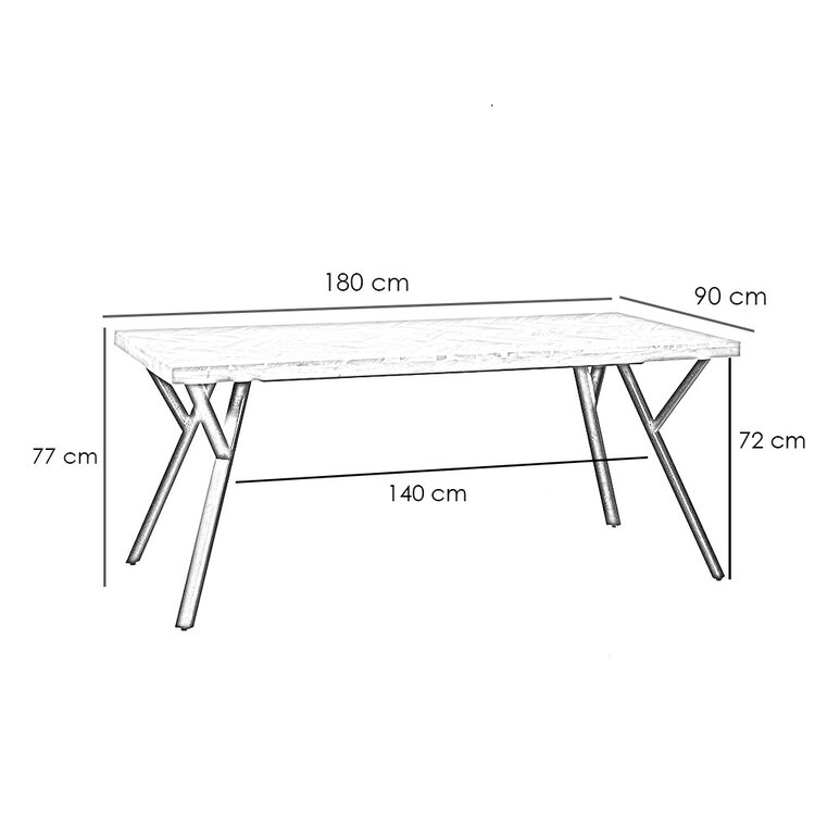 Industriële eettafel visgraat Hunter acaciahout 180 x 90 cm