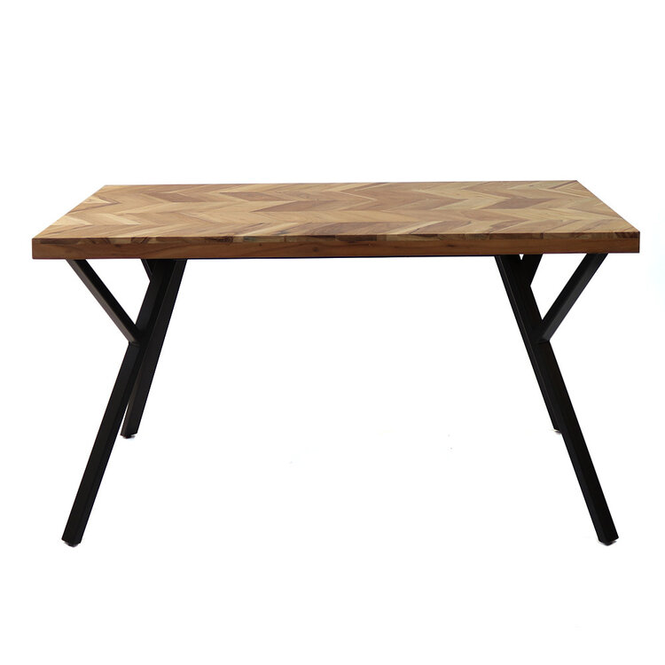Industriële eettafel visgraat Hunter acaciahout 140 x 90 cm