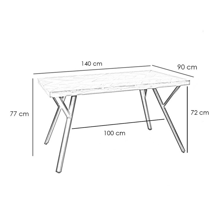 Industriële eettafel visgraat Hunter acaciahout 140 x 90 cm