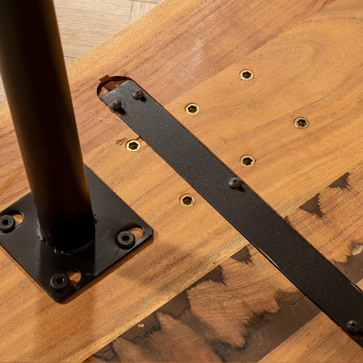 Eetkamertafel boomstam Richy acaciahout verstelbare tafelpoten 140 x 80 cm