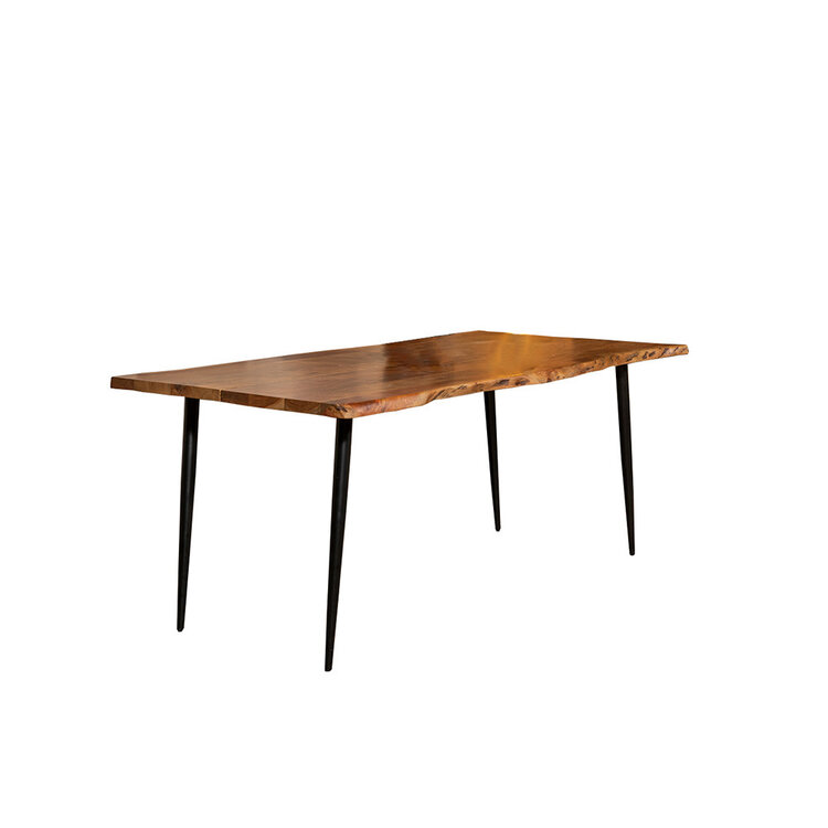 Eetkamertafel boomstam Richy acaciahout verstelbare tafelpoten 140 x 80 cm