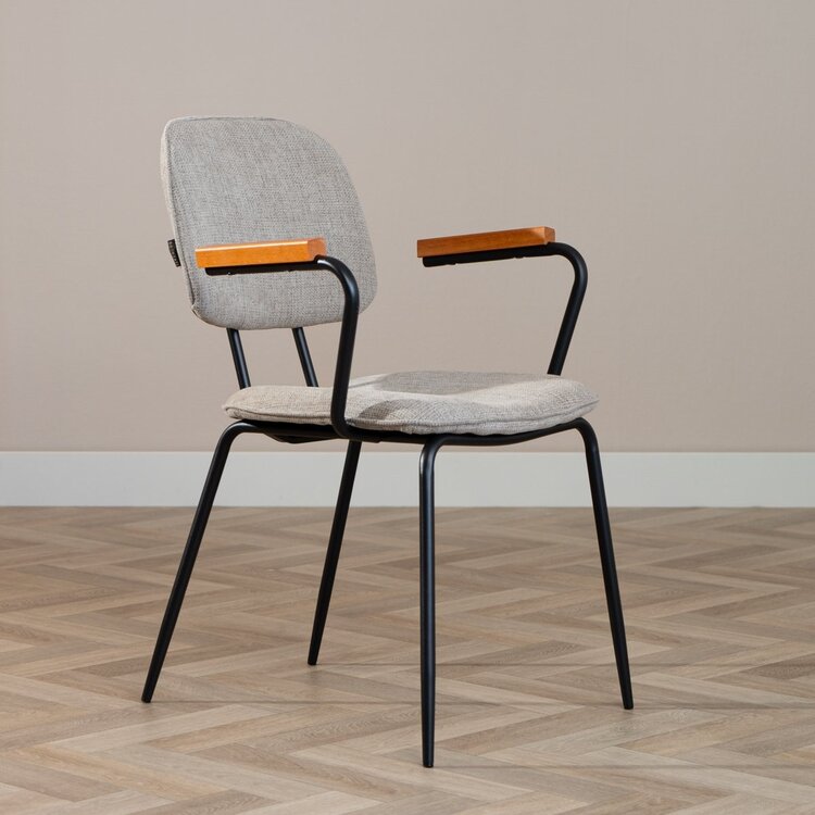 Scandinavische eetkamerstoel Oskar taupe gerecyclede stof