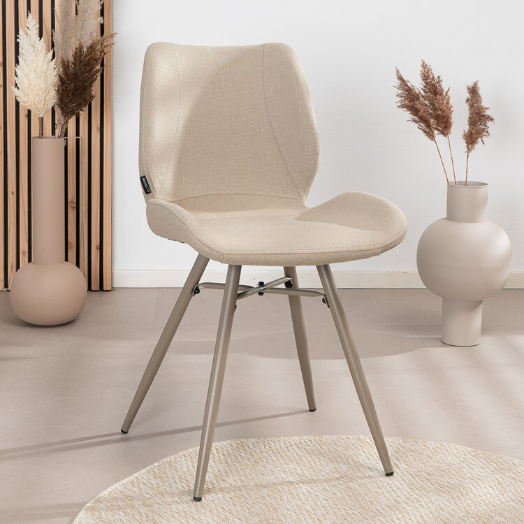 Scandinavische eetkamerstoel Jena taupe gerecyclede stof