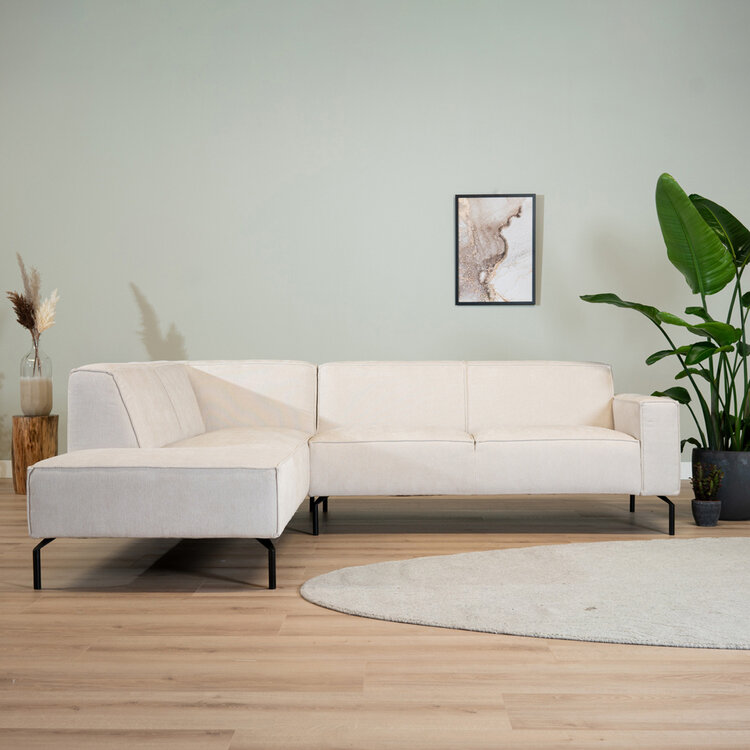 Hoekbank Kansas stof gemêleerd beige links