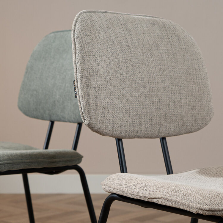 Scandinavische eetkamerstoel Ivar gerecyclede stof taupe