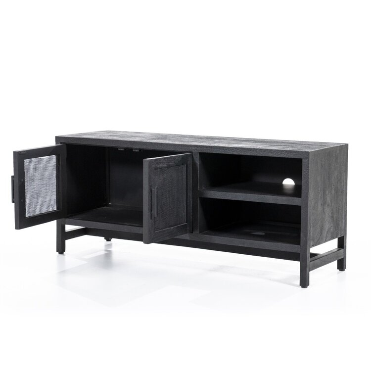 Tv-meubel zwart Fresno mangohout 130 cm