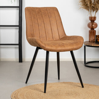 Industriële eetkamerstoel Brooke cognac