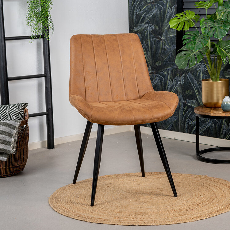 Industriële eetkamerstoel Brooke cognac