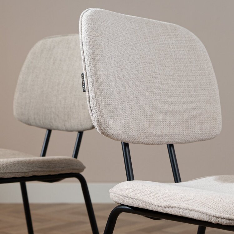 Scandinavische eetkamerstoel Ivar gerecyclede stof beige