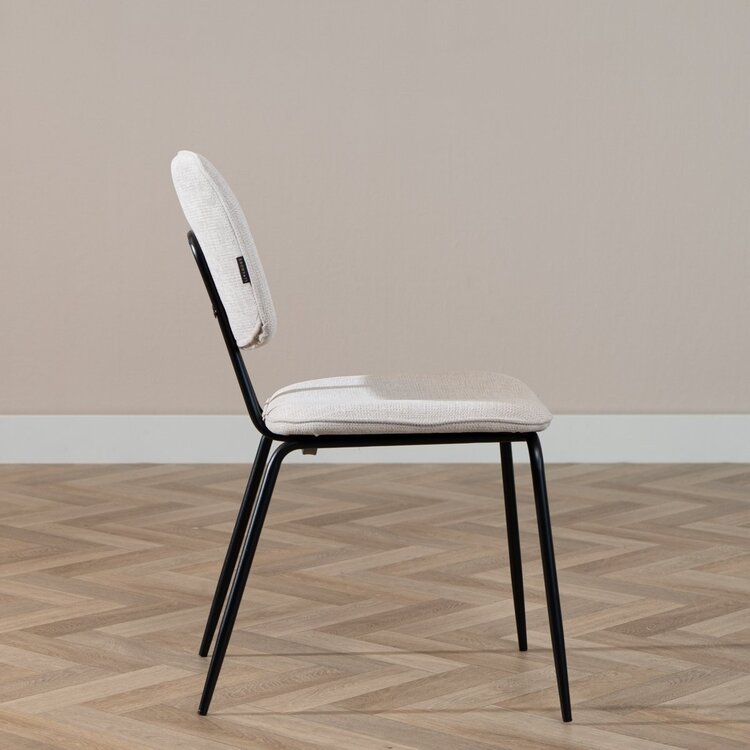 Scandinavische eetkamerstoel Ivar gerecyclede stof beige