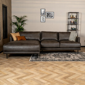 Industriële hoekbank Denver antraciet eco-leer links