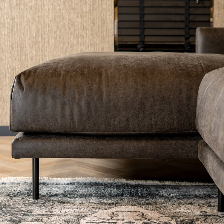 Industriële hoekbank Denver antraciet eco-leer links