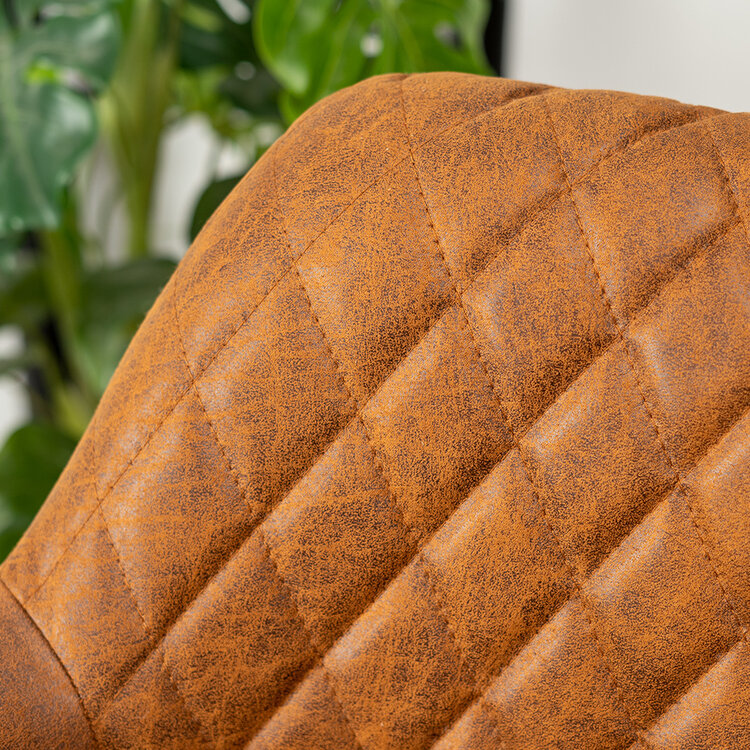 Industriële eetkamerstoel Club cognac eco-leer